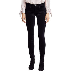 AG ADRIANO GOLDSCHMIED The Legging Velvet Jeans 24R US 00 Black Skinny NWT
